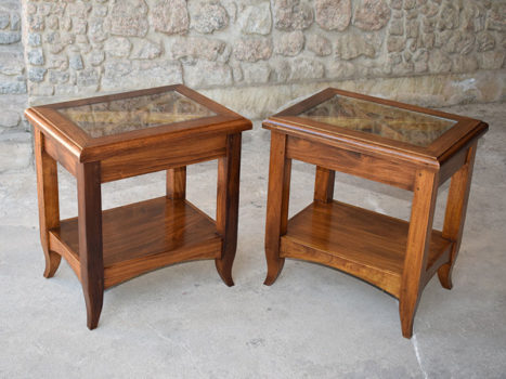 Glass Topped Side Table with shelf