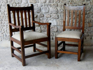 Arts and Crafts Armchair and Side Chair