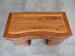 Inlaid Serpentine Desk detail