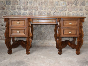 Carved Study Table with Inlay