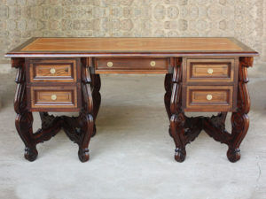 Carved Study Table with Inlay
