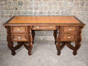 Carved Study Table with Inlay