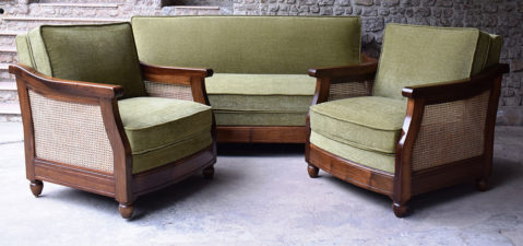 Wood and Cane Sofa single seaters and three seater